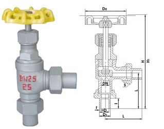 J24B外螺紋角式氨用截止閥主要尺寸 J24B外螺紋角式氨用截止閥主要尺寸